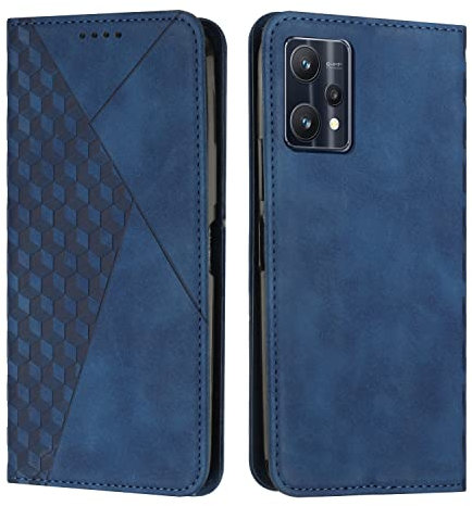 KOUYI Compatible avec Oppo Realme 9 Pro/Realme V25 Étui Portefeuille, Fentes pour Cartes à Rabat en Cuir synthétique PU, béquille à Fermeture magnétique, étuis antichocs (Bleu)