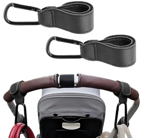 2 Stück Kinderwagenhaken für Wickeltaschen, Kinderwagenhaken, Taschenhaken, Anhänger für Kinderwagen in Universalpassform, Klett-Kinderwagenhaken
