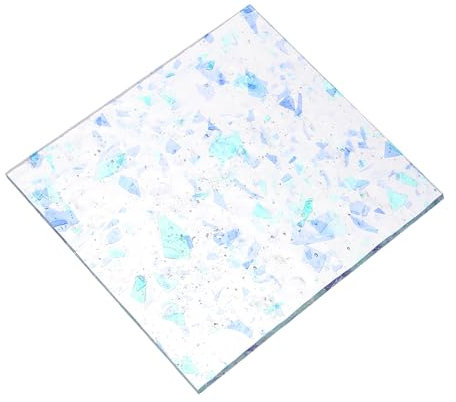 QUARKZMAN Glasmosaikfliese 3,9 Zoll x 3,9 Zoll Weiß Blaue Glasplatten für Basteln DIY, Kunstprojekt
