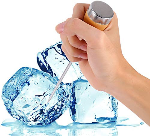 YUMILI Stainless Steel Ice Pick, Ice Pick Crusher, Ice Pick Tool Wooden Handle Awl Punch Tool for Kitchen, Bar, Home, Restaurant