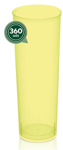 Maxi Products - 360 Vasos Tubo Cubata Plástico Reutilizables Amarillo - 300 cc - Vasos Reciclables - Vasos Cubata - Fiestas, Eventos y Celebraciones - Vaso para cubata Irrompible - VASO TUBO