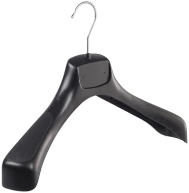 Kleiderbügel, Mantelbügel, Kostümbügel, Jackenbügel, 10er Set, Kunststoff, Schwarz, Jacke, Anzug, Breite Schulter, 360° Drehbarer Haken, 49 cm (ETR49_00/10)