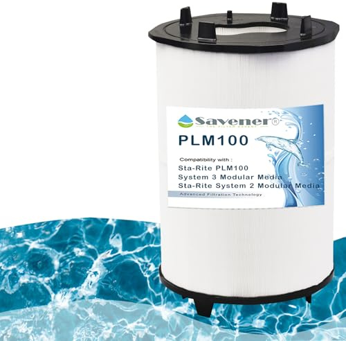 Savener 27002-0100S Pool-Filterkartuschen, ersetzt Sta-Rite 27002-0100S Pool und Spa D.E. Filter, kompatibel mit Sta-Rite PLM100 und System 2 Modular Media, mit Entlüftungsmontage, 100 m²