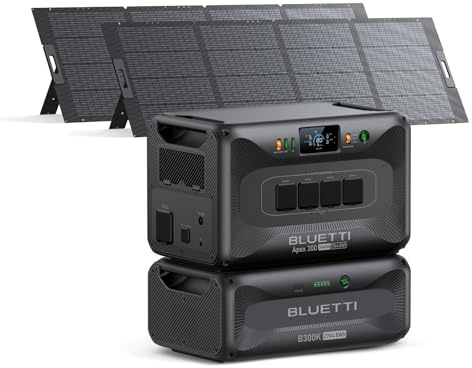 BLUETTI Apex 300 Estación de Energía Portátil y B300K +2*Panel Solar 350W | 5529,6Wh Batería LFP, 4 Tomas CA 3840W (7680W Pico), Energía Modular para Camping, RV y Vida Off-Grid