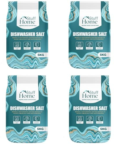 Home Stuff Dishwasher Salt 5kg (4 Pack) – 20kg Total – Premium Coarse Granular Salt for Soft Water, Limescale Protection & Spot-Free Dishes – Compatible with All Dishwasher Brands