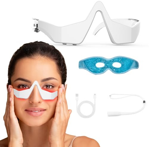 iljimae Rotlicht-Therapie-Brillen mit Mikrostrom, Augenmassagegerät für dunkle Augenringe, Augensäcke, Schwellungen & Falten-Linderung | Wiederaufladbare Augenmaske für den Heim-/Bürogebrauch