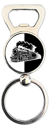 Steam Train Bottle Opener Keyring • Retro Railway Engine Gift • 32mm Metal Key Ring for Train Lovers • Vintage Steam Locomotive Present for Men & Women • Gift for Birthday or Christmas