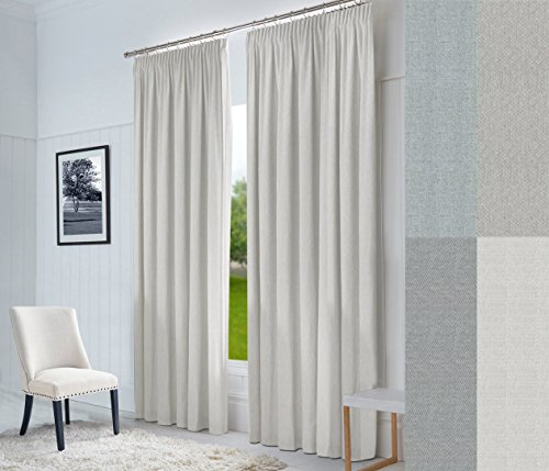SUNWORLD Hochqualitativer Verdunkelungsvorhang nach Maß „Natura“, Kräuselband, Schlaufen, Thermovorhang nach Maß, Vorhang nach Maß, Gardinen nach Maß, Beige (135cm)
