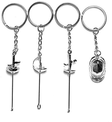 LEONARK Cadeau personnalisé pour escrimeur - présent pour Sabre Epee et Foil Fencer - Pendentif Porte-clés Souvenir pour Les Fans de Sport d'escrime (Argent)
