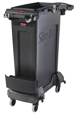 Rubbermaid Commercial Products Slim Jim Rim Caddy Kit mit 87L Mülleimer Schwarz – Reinigungs- & Abfallsammelwagen Komplettset für Büro, Schule, Krankenhaus & öffentliche Einrichtungen – 2032953