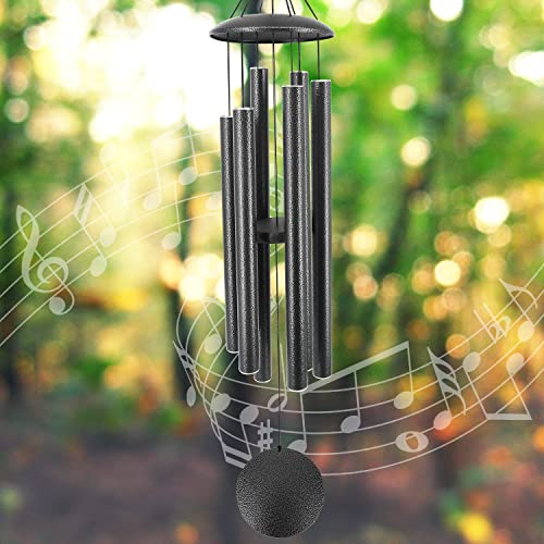 ASTARIN Windspiel für den Außenbereich, 114 cm, Gedenk-Windspiel mit 6 schweren Röhren, einzigartige Outdoor-Dekoration, Trauergeschenke, antikes Silber