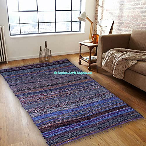 geflochtenem Bereich dekorativer Chindi Flickenteppich, Heimdekoration, Läufer, Baumwolle, Yogamatte, 183 x 9 cm, Baumwolle, Orange 1, 3.5ft X6ft