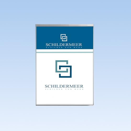 Kassettenschild GlasFix 2.0 DIN A6 Hochformat 105 mm Breite x150 mm Höhe Acrylglasscheibe Edelstahlrahmen Büroschild Hinweisschild Türschild Wechselrahmen Fluchtwegschild