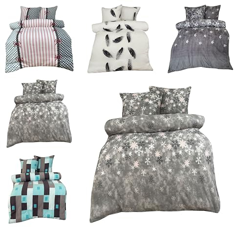Leonado Vicenti Winter Bettwäsche Thermo Fleece Flausch Kuschelig Warme Garnitur Bettbezüge Set, Größe:2 teilig 135x200 cm, Farbe:Kristall grau