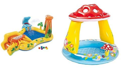 INTEX-Aire de Jeux Gonflable Jurassic & Pataugette ombrelle Champignon