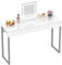 GreenForest Dressing Table with 2 Drawers Glossy White 100 x 40 cm Home Office Computer Desk Makeup Vanity Console Table with Metal Silver Legs for Small Spaces Bedroom Furniture No Mirror,Silver