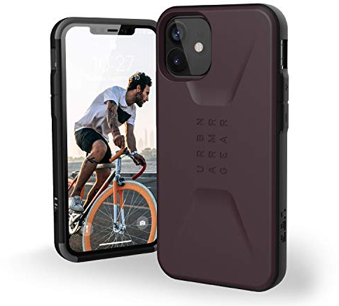 Urban Armor Gear Civilian Hülle kompatibel mit dem iPhone 12 mini (5,4'' Zoll) Schutzhülle (Wireless Charging kompatibles Cover, Sturzfeste Handyhülle, Ultra Slim Bumper) - lila (Eggplant)