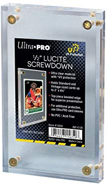 Ultra PRO Lucite UV Screwdown 1/2 Zoll – Kartenhalter für Standard- und Vintagekarten bis 3 x 4,38 Zoll – UV-Schutz, säurefrei, ohne Einlass, abgeschrägte Kanten, 4-Schrauben-Design