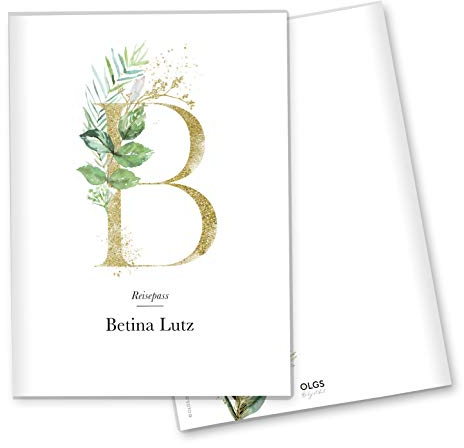 Olgs Reisepasshülle Individualisiert Buchstabe Ausweishülle Schutzhülle für Dokumente & Reisepass personalisierbar mit Namen (11 Motiv, Reisepass personalisiert)
