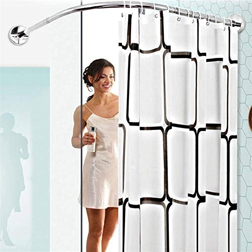 GNCCI Ausziehbare Duschvorhangstange L Form Ohne Bohren Ecke Eckduschstange Aus Edelstahl,Duschvorhangstange Rund FüR Eckbadewanne Kein Durchhängen (Size : 70 to 95 x 70 to 95cm)