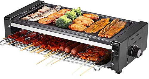 barbecue portatile 5-7 persone Grill Grill Grill Elettrico senza fumo Animato Bbq Grill Doppio strato Griglia elettrica Grigliata elettrica con piastra griglia 1500W Ideale per feste e familiari diver