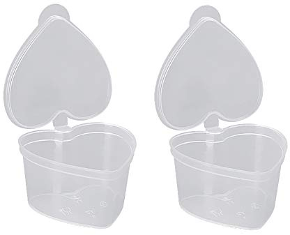 HugeDE 30 Pcs 45ml Heart Shaped Slime Storage Containers Small Plastic Box with Lids Sauce Cups Souffle Cups
