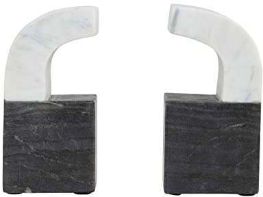 Bloomingville Zweifarbiger Marmor, Set mit 2 Buchstützen, 15,2 cm L x 5,1 cm B x 15,2 cm H, Mehrfarbig