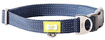 BUILT PET NightSafe Reflective Adjustable Dog Collar, Helps you See Animals in the Dark, High Visibility Evening & Winter Dog Walking Safety Collar with Light Reflecting Trim, Large, 46 – 66cm, Blue