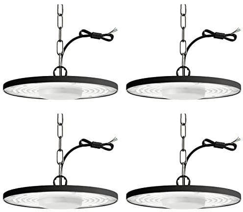 Jefedana 4pcs-200W LED Strahler Industrielampe, 20000LM UFO Werkstattlampe IP65 High Bay Licht, 6500K Kaltweiß Hallenbeleuchtung für Werkstätten Industrie Fabrikhallen