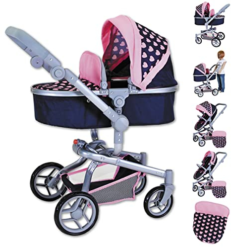 KNORRTOYS.COM 90941 Puppenwagen Boonk-Pink Hearts