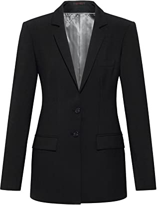 GREIFF Damen-Langblazer RF Premium Regular Fit, 2-Knopf, 2 Pattentaschen, 1 Brustleistentasche, 1 Reißverschluss-Innentasche, Seitenschlitze, Farbe: Schwarz, Größe: 52