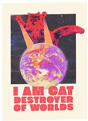 Poster Plakat Cat Destroyer of Worlds Collage Vintage Illustration Kunst Humor Parodie Animal Surrealism Meme