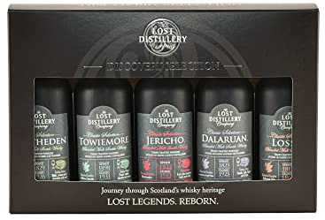 The Discovery Selection by The Lost Distillery Company - Limited edition gift pack of 5 x 5cl miniature bottles. 43% Abv. Blended malt Scotch