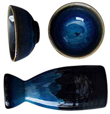 BESTonZON Japonesa Japones 1 De Cerámica Pequeña Cerámica Saki Regalos Tazas Whisky Bar Cerámica Kit Azul Tokkuri Sake con Arroz Soju Decantador Fiesta Estufa Vajilla Sake