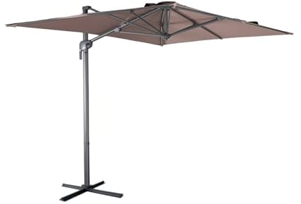 Rechteckiger Sonnenschirm 2x3 m - Antibes - Taupe - Ampelschirm, kippbar, faltbar und drehbar 360