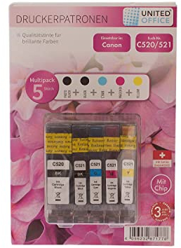 United Office Druckerpatronen C520/521 Kompatibel mit Canon Tinte Drucker Patrone