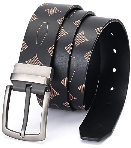CowboyBOB Herren Echtleder Schwarz Gürtel Gürtel für Männer verpackt in einer Box, Schwarz 1007, 105-110 cm Taille
