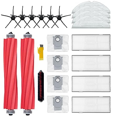 aotengou Accessoires pour roborock S7 Pro Ultra S7 Max Ultra S7 MaxV Ultra Robot Aspirateur Pièces de rechange 20 Packs 2 Brosses principales & 4 Filtres & 6 Brosses latérales & 4 Chiffons & 4 Sacs