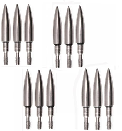 ACCMOS 12Stück Pfeilspitzen für Bogenschießen 70/80/90/100/125/150 Grain Jagd Übung Pfeilspitze Verjüngt Rostfreier Stahl Pfeilspitze