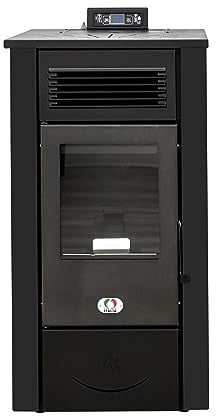 STUFE A PELLET ITALIA Canada 12 KW 5 Étoiles | Poêle à Granulés à Air Ventilé Efficacité 91% Chauffe 120m² Autonomie 15H Certifié 5 Étoiles Programmable 5 Vitesses et Puissances Garantie 24 Mois Noir