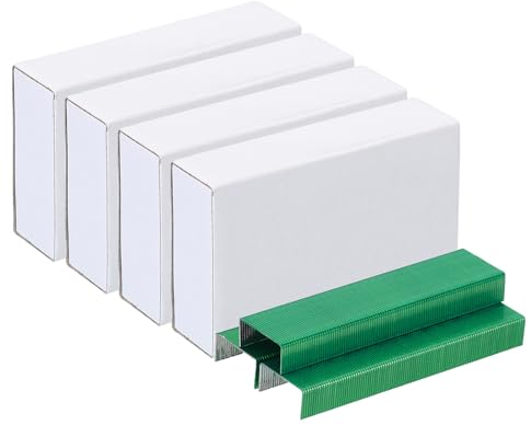 PATIKIL Heftklammern für Hefter 4 Pack(1000Stk Heftklammern pro Pack) 26/6 Standard 1/4 Länge Heftklammern Staufrei für Zuhause Bürobedarf Grün
