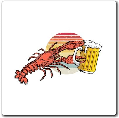 Lustige Lobsters Opening Drinks Vacationing Illustration Vintage Meeresfrüchte Alkohol Öffner Grafik Mockery Magnete 7,6 cm × 7,6 cm