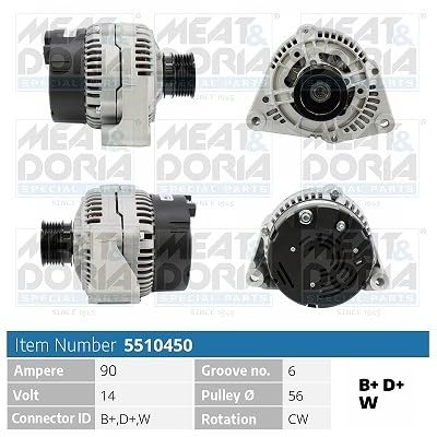 MEAT&DORIA 5510450 Lichtmaschine Mercedes 124, C (W202), Sprinter,