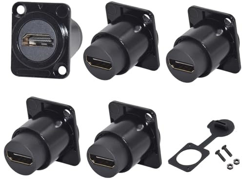 PENGLIN 5PCS Panel Mount HDMI Extension Cable Adapter, Female to Female HDMI Connector 60Hz 4K Extender for TV Monitor Projector