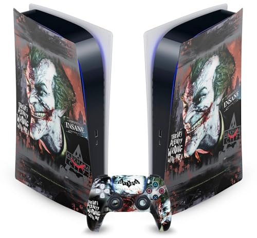 Head Case Designs Officially Licensed Batman Arkham City Joker Wrong With Me Graphics Vinyl Faceplate Gaming Skin Decal Compatible With Sony PlayStation 5 PS5 Digital Console and DualSense Controller