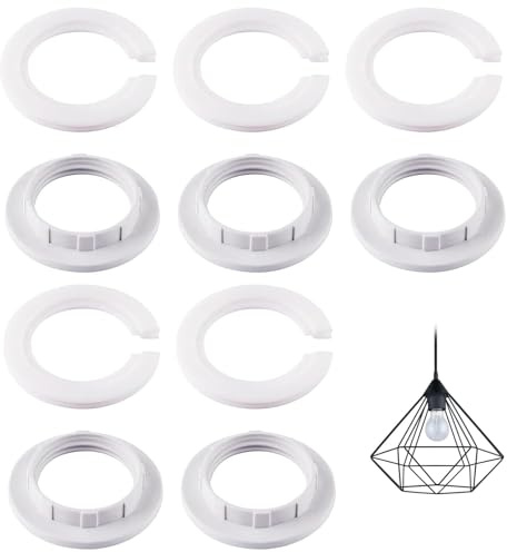 10 PCS Lampshade Reducer Ring Set, E27 to E14 Lamp Shade Reducer Ring, Light Shade Adapter Reducer Ring, Plastic Replacement 42mm to 29mm Screw Light Fitting Adapter, 2 Sizes Five Pieces Eac