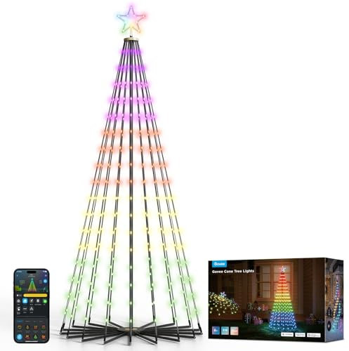 Govee Christmas Cone Tree Lights, 316 LEDs RGBIC Weihnachtsbaum Beleuchtung mit App-Steuerung, IP65 Wasserfest Tannenbaum Lichterkette für den Außenbereich, 66+ Szenenmodi, Kompatibel mit Alexa