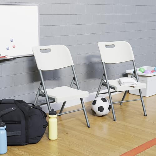 Home Vida Heavy Duty Folding Chairs With Metal Frame For Indoor & Outdoor Use, White (2-Pack)