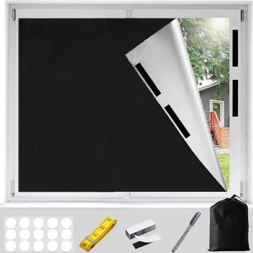Blackout Blind - 300x145CM Blackout Blinds Stick on for Windows, Temporary 100% Blackout Material, Portable Blackout Blinds Suitable Cutting Any Size Shape, for Bedroom, Travel RV Car, Loft, Indoor