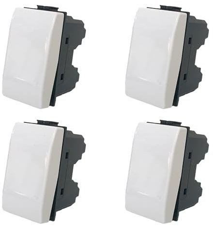 Set di 4 Interruttori Compatibili con bticino Matix, Interruttore Ideali per Frutti Elettrici e Compatibili con Bticino Matix Pulsanti (4 Interruttori Unipolari)